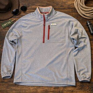 Orvis Quarter-Zip Pullover – Men’s XL – Gray with Red Accents – Performance EUC